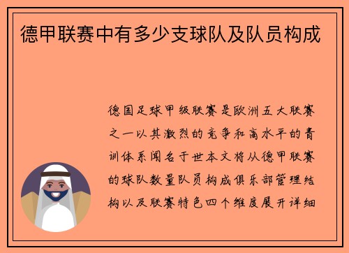 德甲联赛中有多少支球队及队员构成